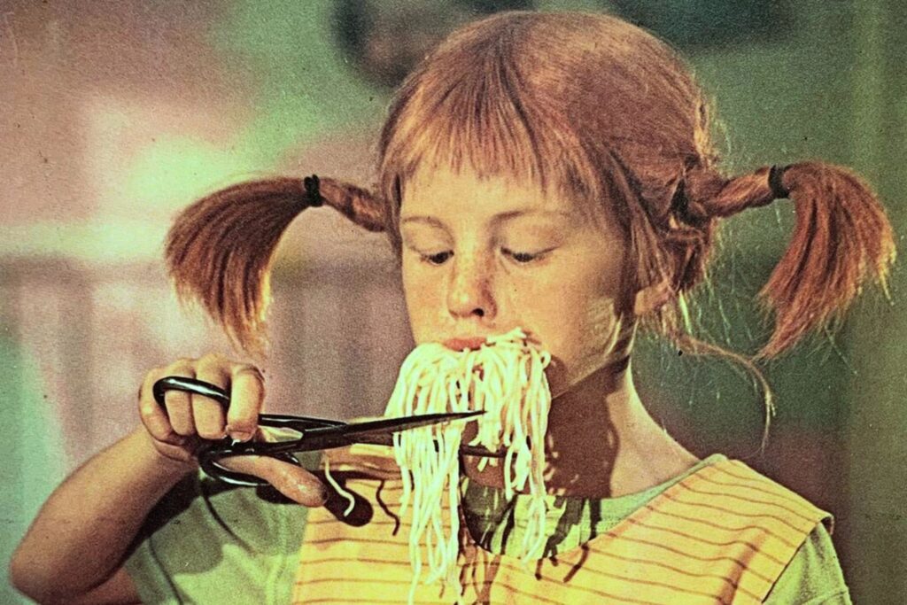 we can learn from Pipi Longstocking to cut spaghetti with a knife